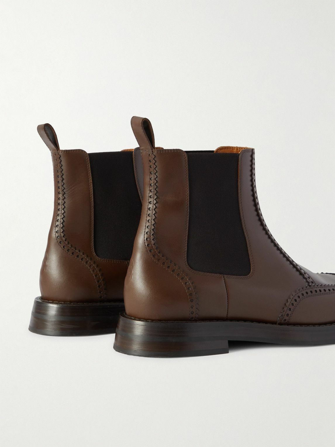 Alexander McQueen - Leather Brogue Chelsea Boots - Brown