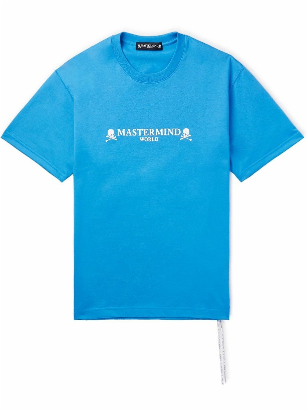 Photo: Mastermind World - Glittered Logo-Print Cotton-Jersey T-Shirt - Blue