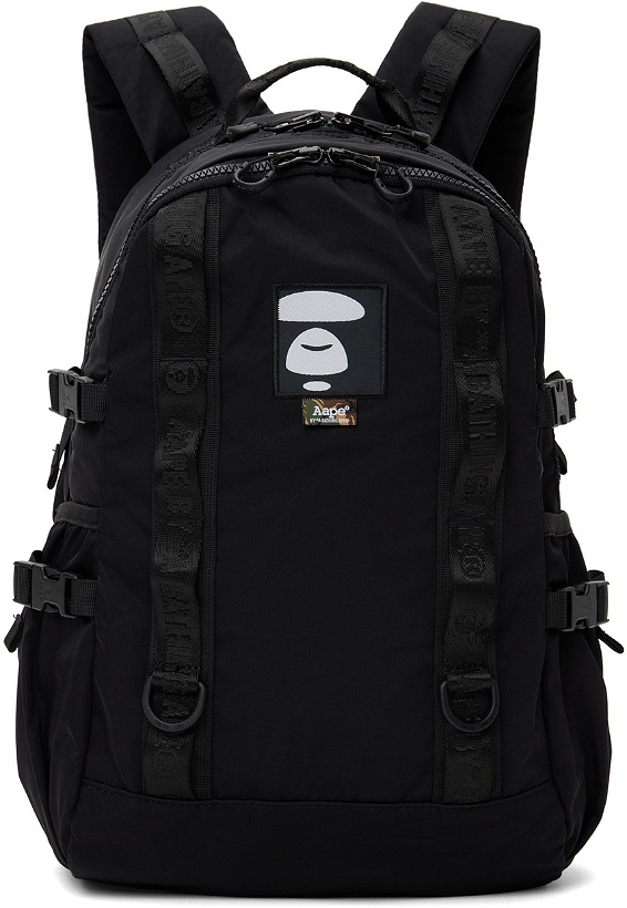 Photo: AAPE by A Bathing Ape Black Canvas Backpack