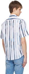 BOSS White & Blue Printed Shirt