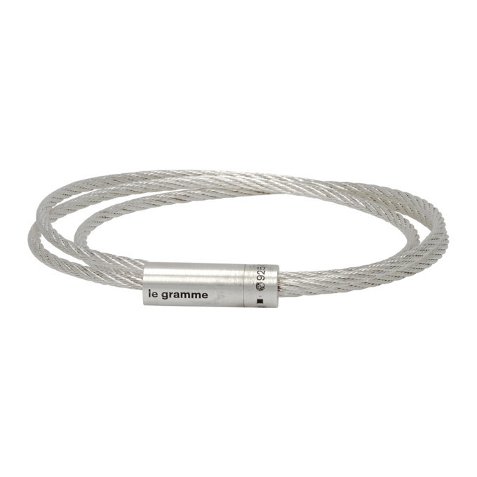 Photo: Le Gramme Silver Slick Polished Le 11 Grammes Triple Wrap Cable Bracelet