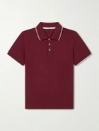 SAINT LAURENT - Slim-Fit Logo-Embroidered Cotton-Piqué Polo Shirt - Burgundy