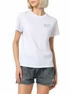 MC2 Saint Barth Woman Cotton Jersey Crewneck T-shirt Emilie With Stai Calma Lo Dici Al Mare Embroidery