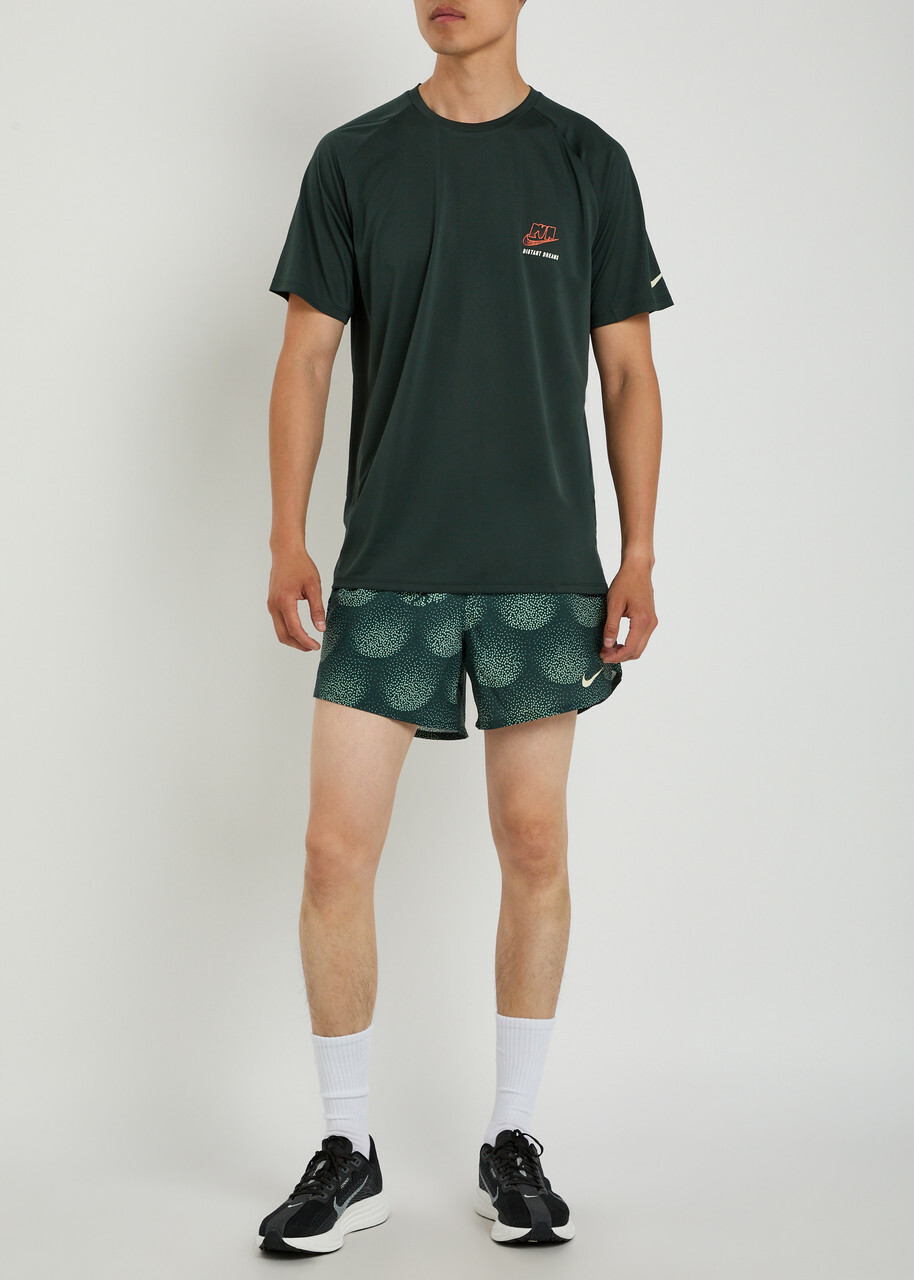 Nike Stride Dri-fit 5" Printed Running Shorts Green