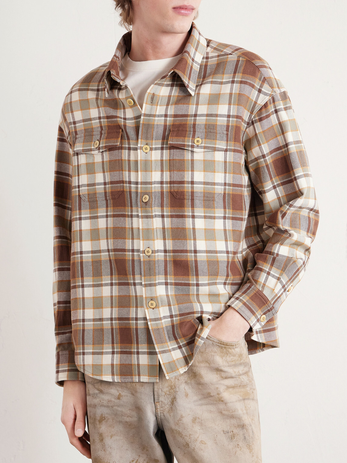 Visvim - Lumber Checked Wool and Linen-Blend Twill Shirt - Brown