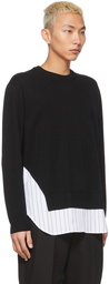 Solid Homme Black Paneled Crewneck Sweatshirt