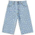 ERL Star Jacquard Denim Short in Light Blue