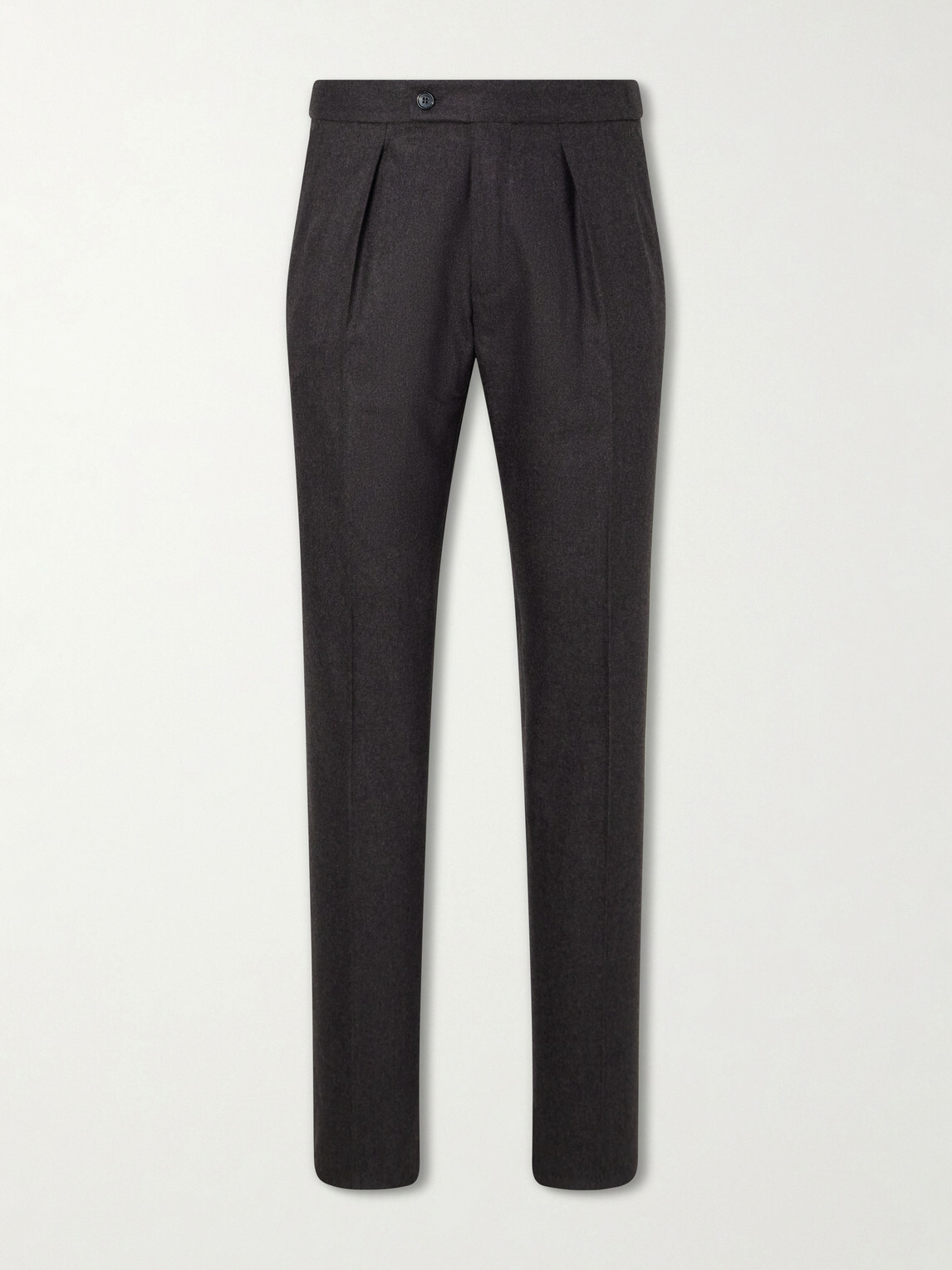 Slowear - Tapered Pleated Wool and Cashmere-Blend Suit Trousers - Brown