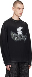 We11done Black Monster Print Long Sleeve T-Shirt