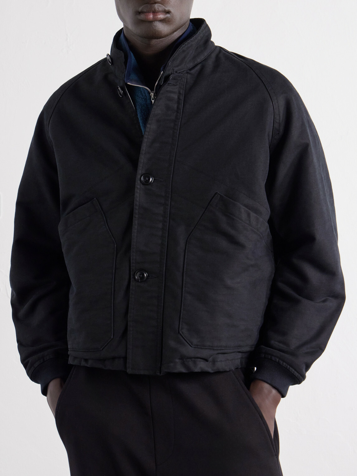 A.PRESSE - Paneled Cotton-Canvas Jacket - Black