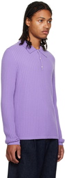 Guest in Residence Purple Waffle 2.0 Long Sleeve Polo