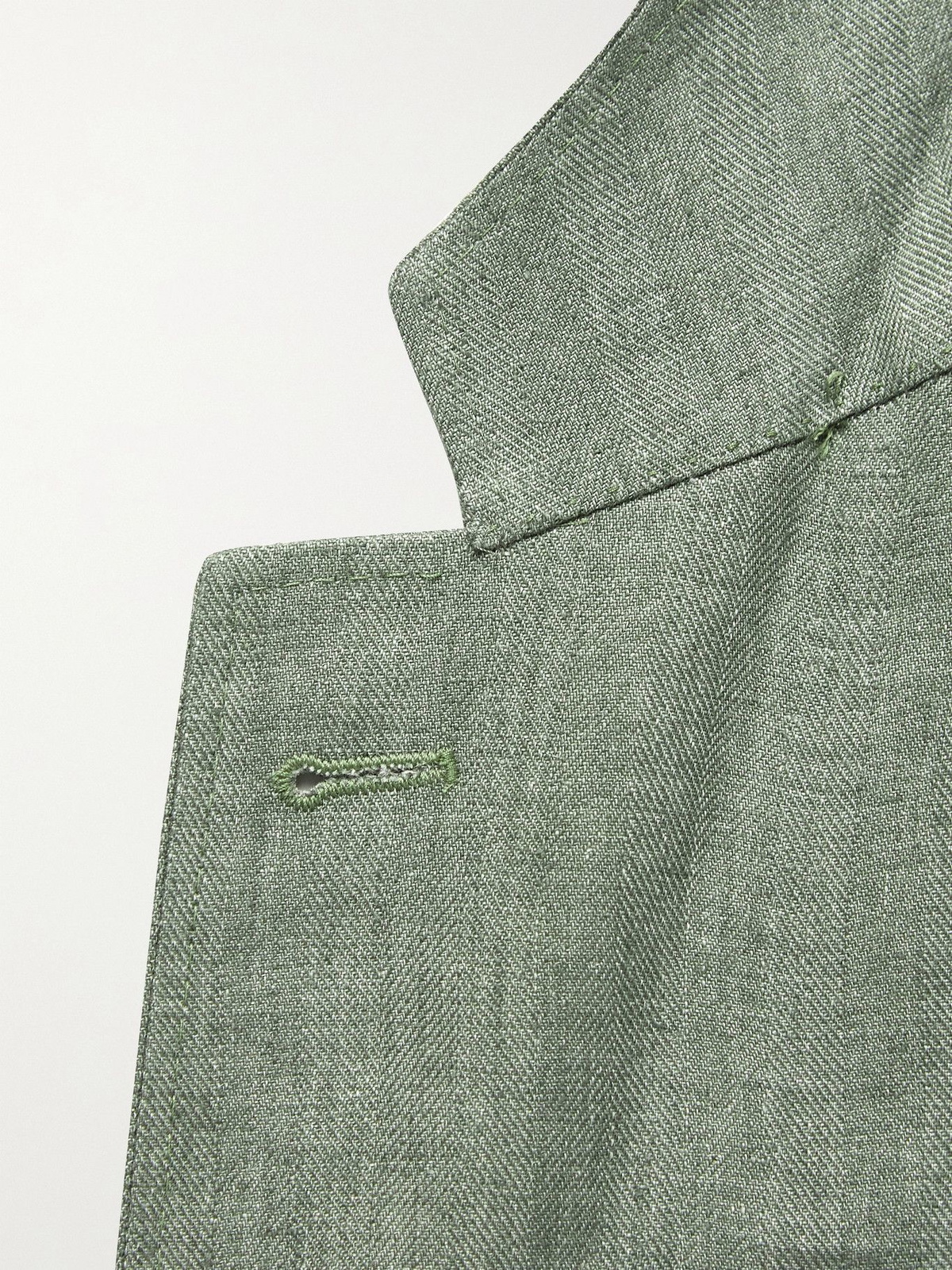 Green Herringbone Linen Jacket