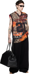 LU'U DAN Black & Orange B Ball L-D Tank Top