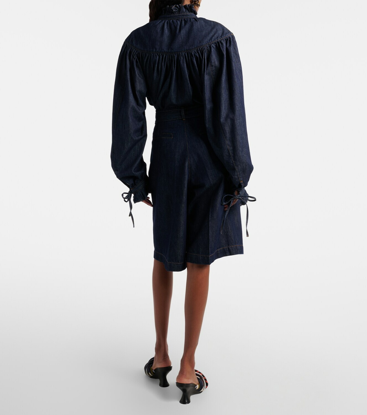 Dries Van Noten Pleated denim shorts