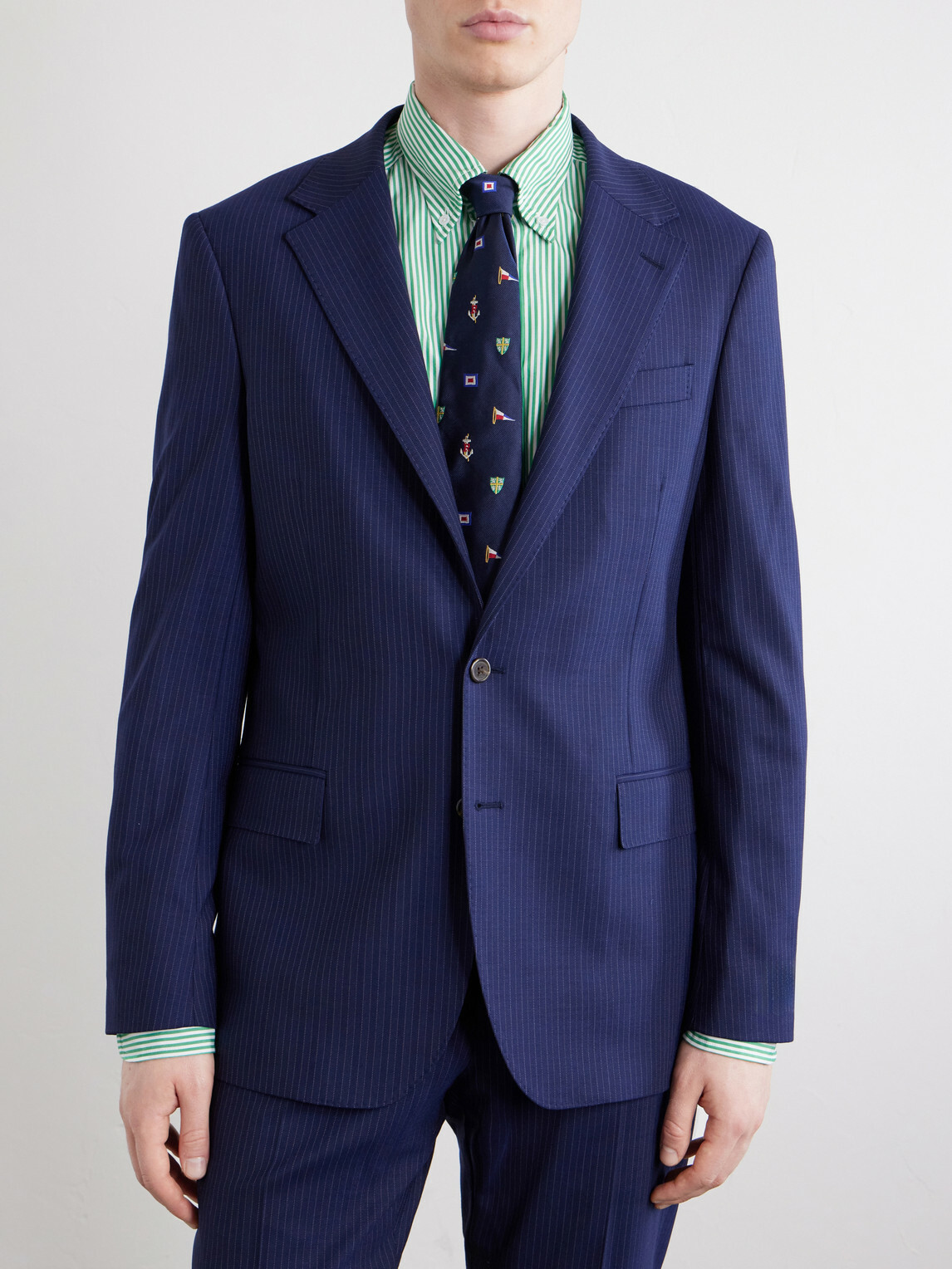 Polo Ralph Lauren - Pinstriped Wool-Blend Blazer - Blue