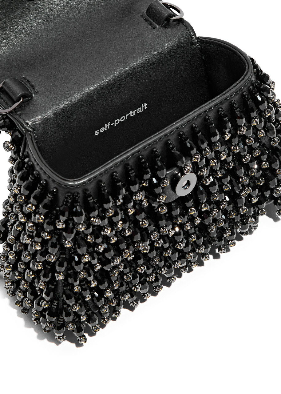 Self-portrait Micro Embellished Leather top Handle bag - Black