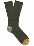 Anonymous Ism - Colour-Block Ribbed-Knit Socks - Green