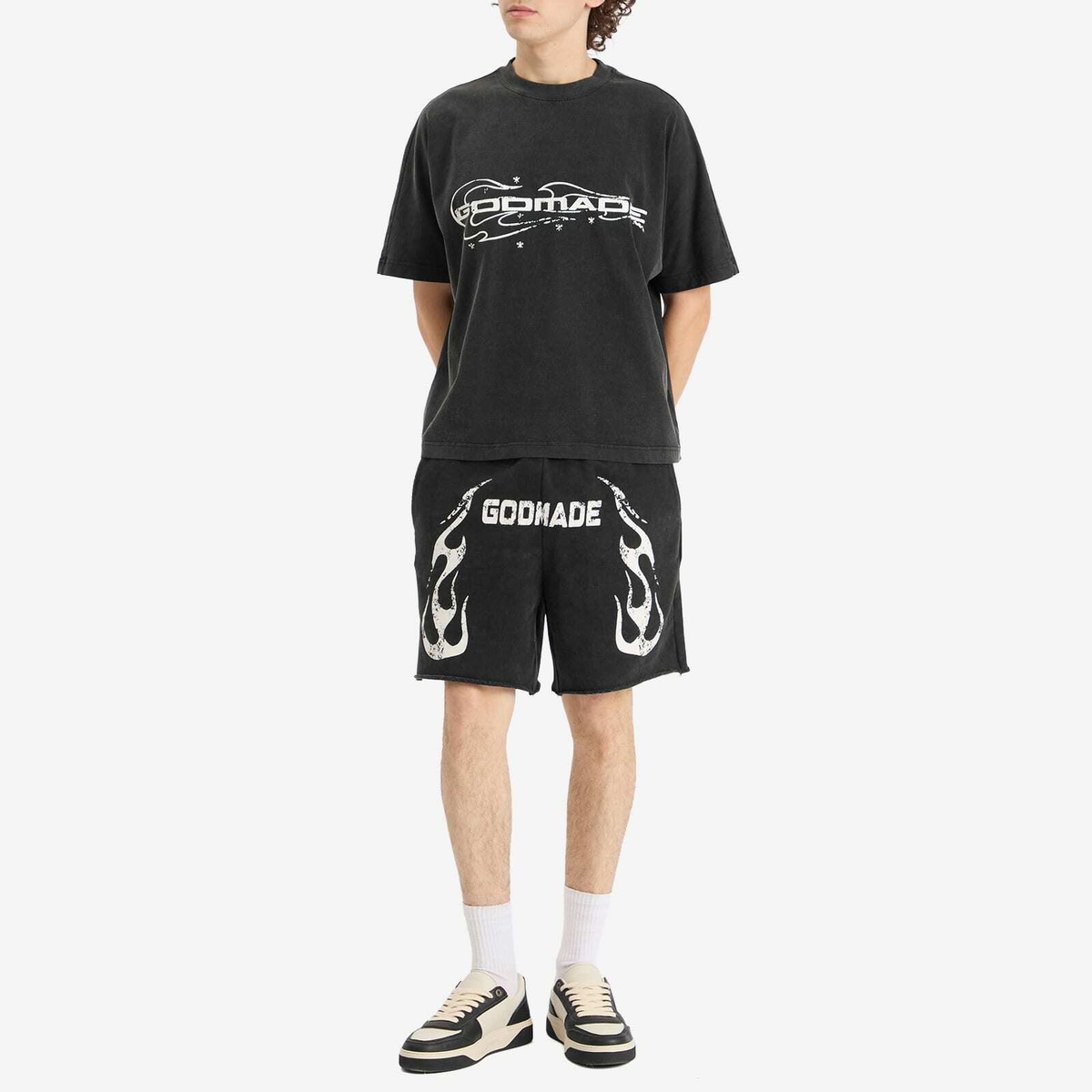 God Made Men's F7 Shorts in Washed Black