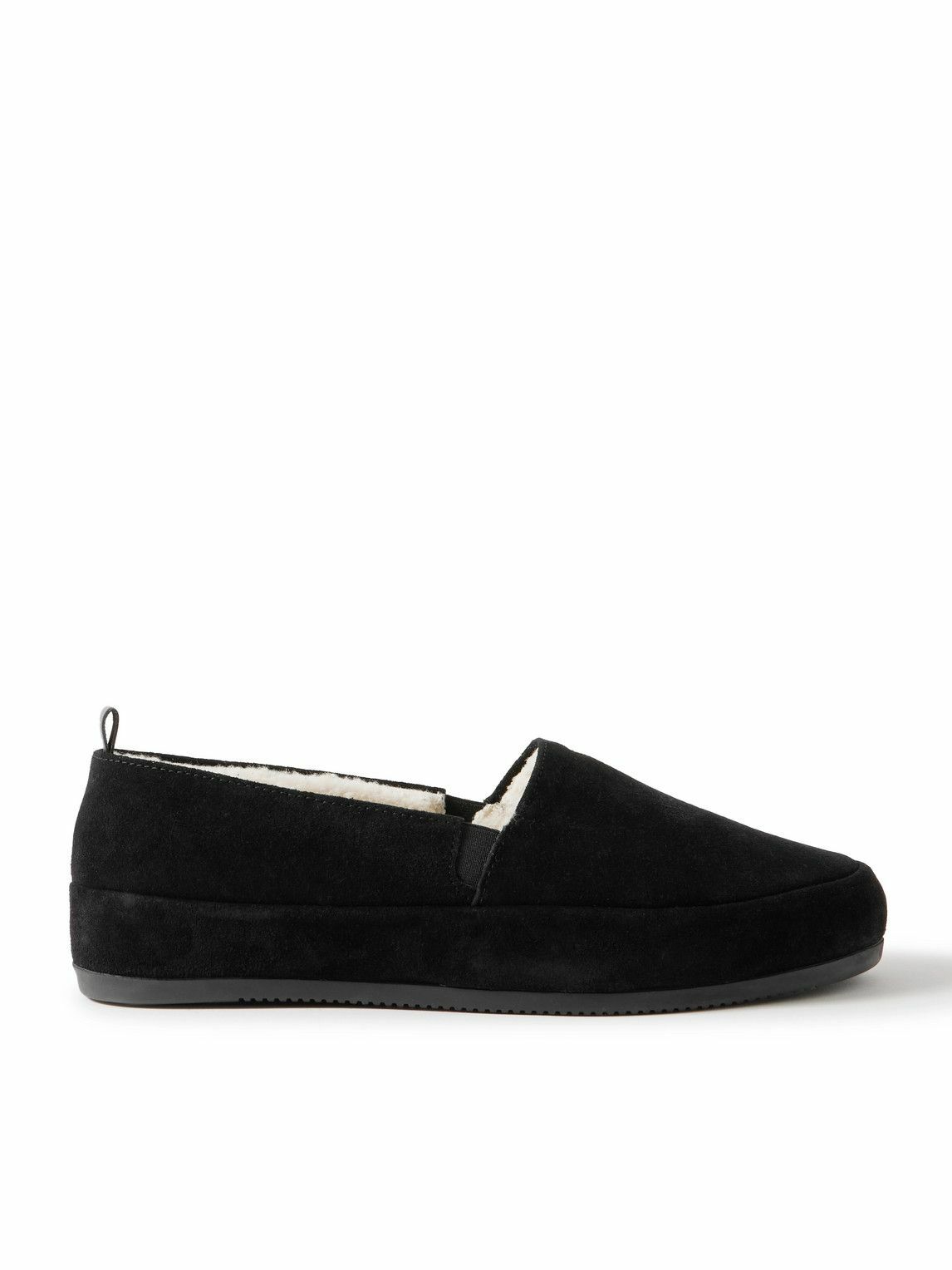 Mulo - Shearling-Lined Suede Loafers - Black