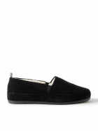 Mulo - Shearling-Lined Suede Loafers - Black