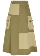 Damson Madder Marcelle Barn Cotton Canvas Midi Skirt Green