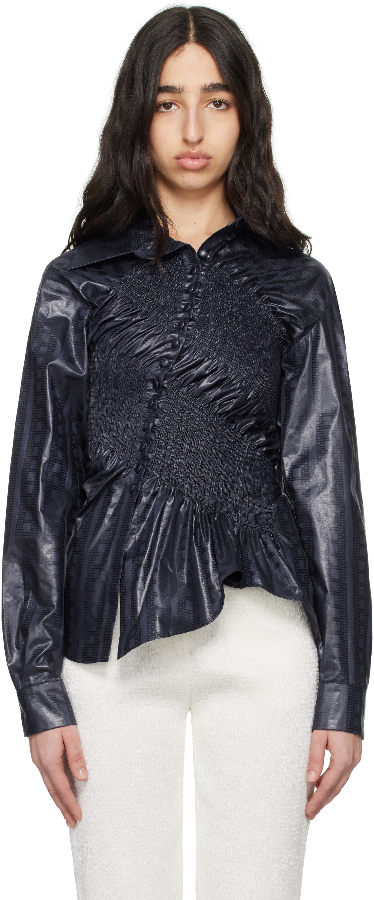 SUPER YAYA Navy Twist Shirt