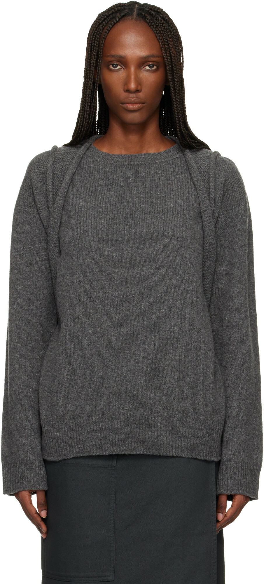 ISSEY MIYAKE Gray Backpack Knit Sweater