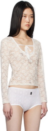 Yuhan Wang SSENSE Exclusive Off-White Ribbon Lace Blouse
