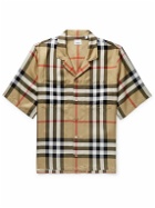 Burberry - Camp-Collar Checked Silk-Twill Shirt - Brown