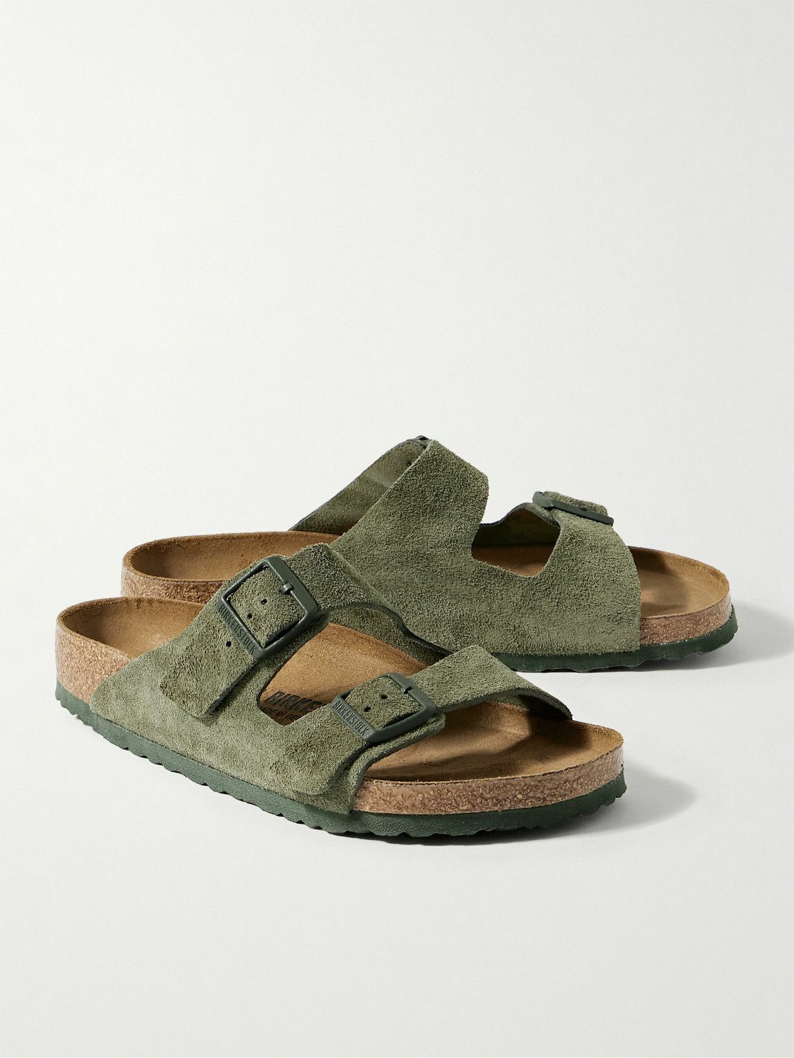 Birkenstock Green Leather Flat Sandals
