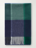Begg & Co - Arran Edgar Fringed Checked Cashmere Scarf - Blue