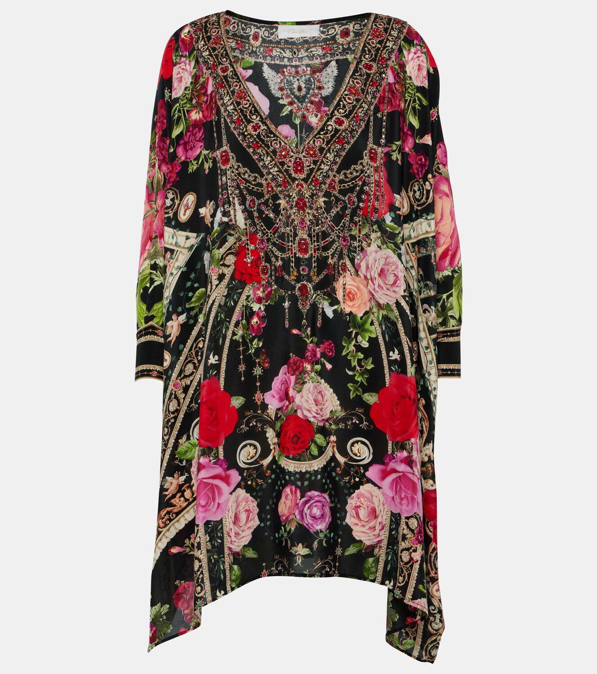Camilla Embellished floral silk kaftan