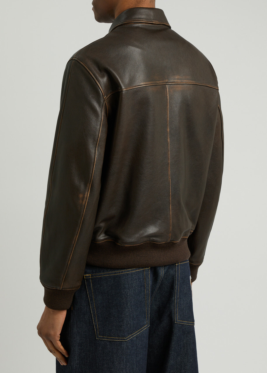Officine Générale Cesario Leather Jacket Brown Officine Generale