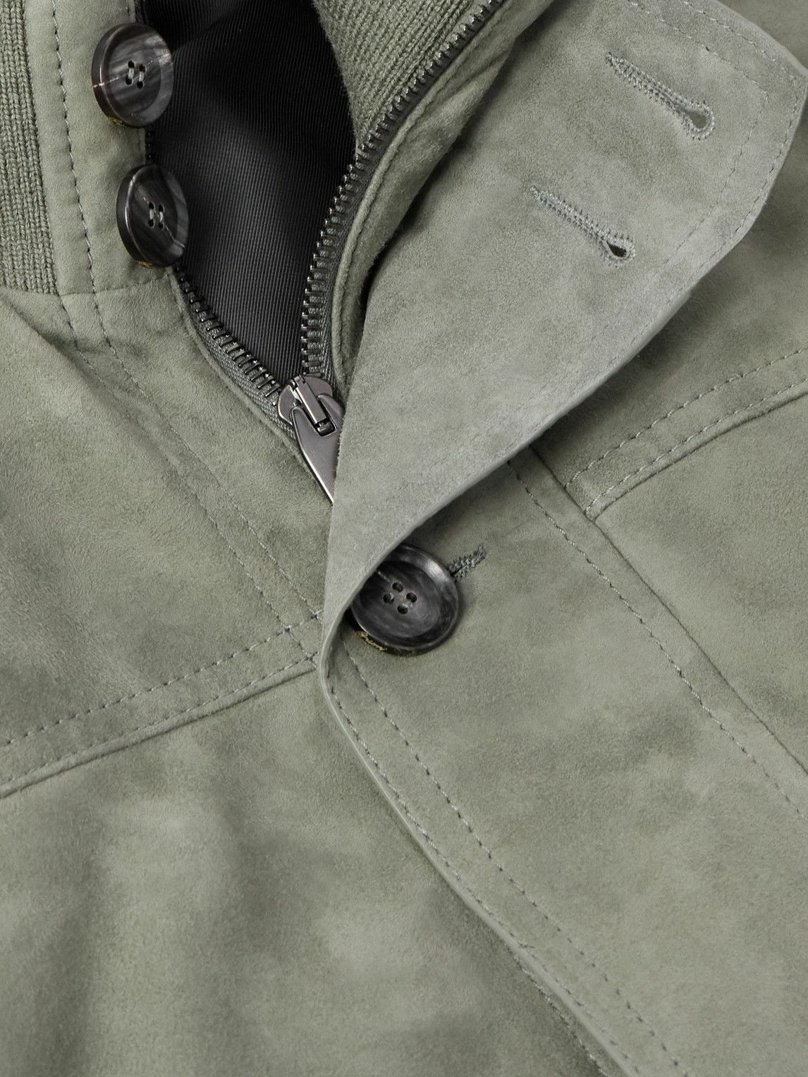 Brioni - 75 Padded Suede Blouson Jacket - Green