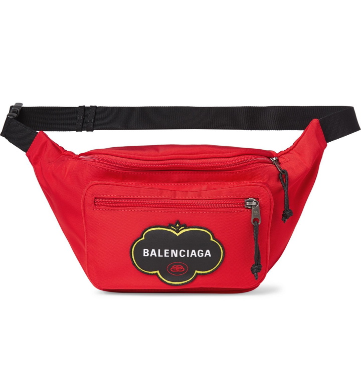 Photo: Balenciaga - Explorer Logo-Appliquéd Nylon Belt Bag - Red