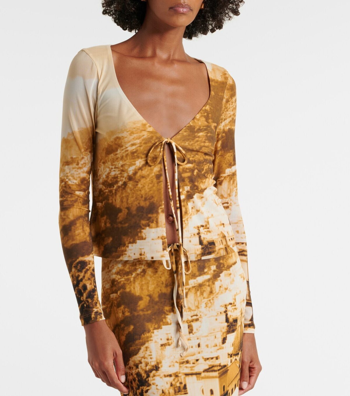 Staud Avani printed mesh top
