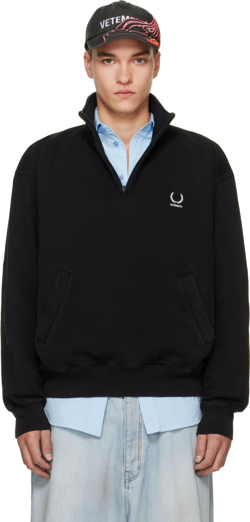 VETEMENTS Black Quarter-Zip Sweatshirt
