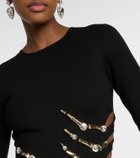 Area Claw embellished jersey midi dress