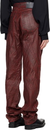 Mugler Burgundy Waxed Spiral Baggy Jeans