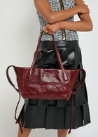 Balmain Track Zip Small Glossed Leather Tote bag - Aubergine - One Size