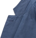 Officine Generale - Slim-Fit Garment-Dyed Cotton and Linen-Blend Suit Jacket - Blue