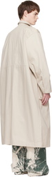Reese Cooper Beige Cotton Herringbone Overcoat