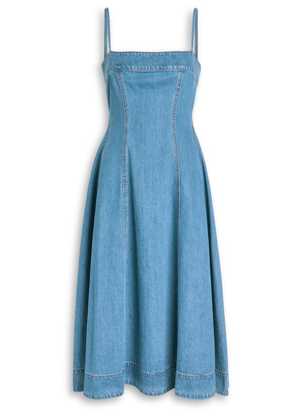 Photo: Paige Pippa Panelled Denim Midi Dress Blue