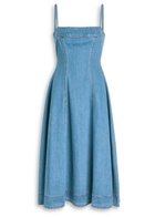 Paige Pippa Panelled Denim Midi Dress Blue