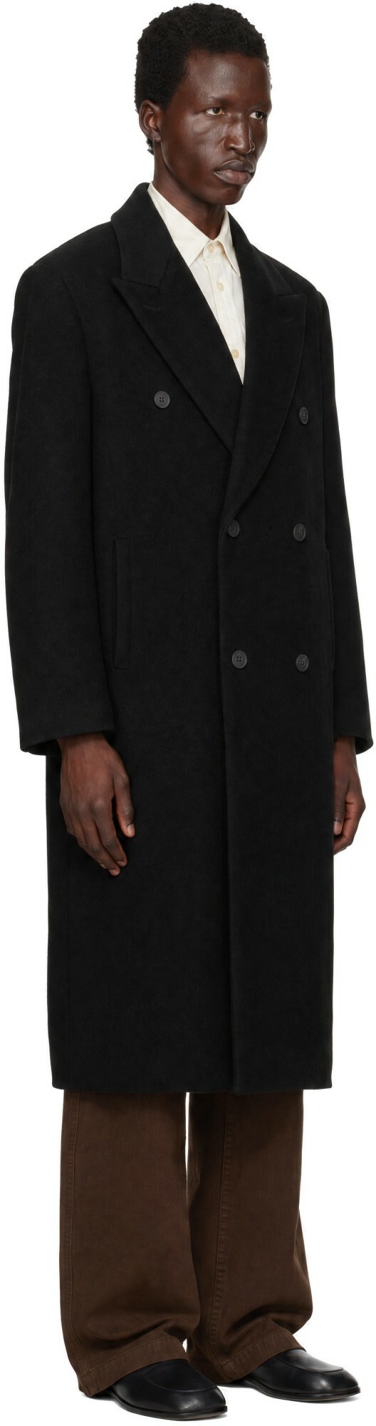 LE17SEPTEMBRE Black Tailored Wool Double Breasted Coat