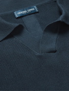 FRESCOBOL CARIOCA - Constantino Birdseye Cotton and Silk-Blend Polo Shirt - Blue