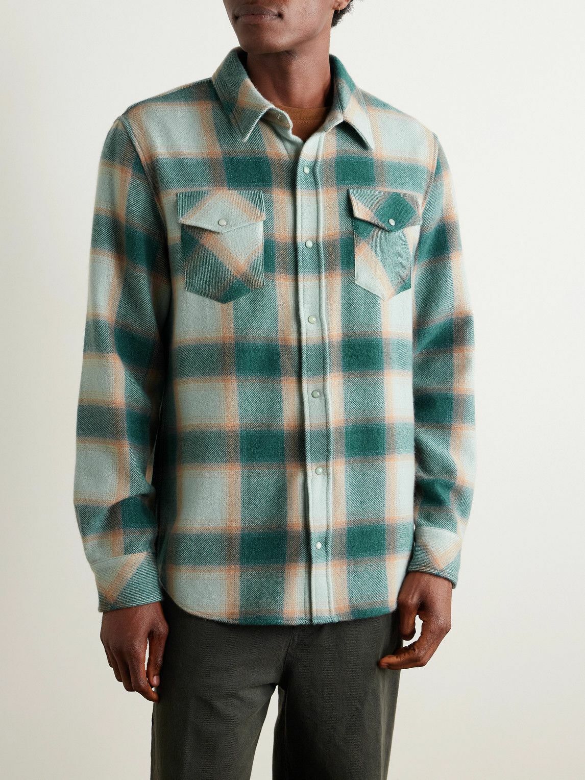 God's True Cashmere - Checked Cashmere Shirt - Green
