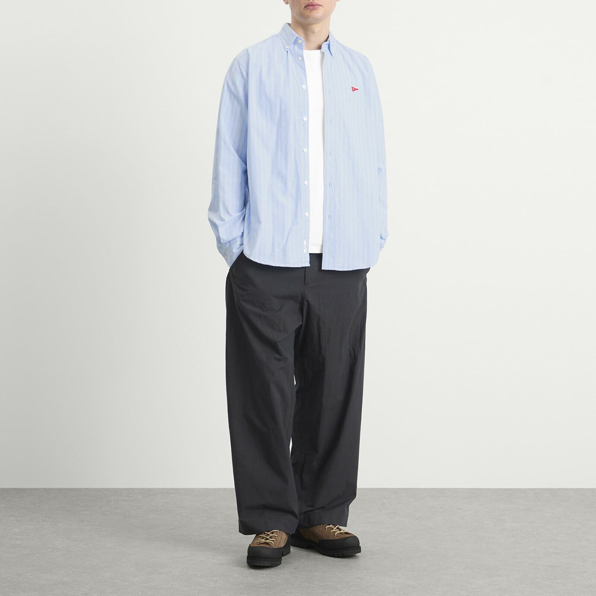 Foret Men's Flag Oxford Shirt in Light Blue Stripe