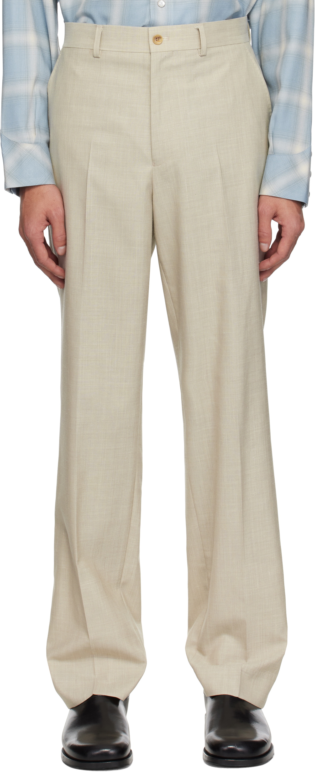 Carter Young Beige Flat Front Trousers