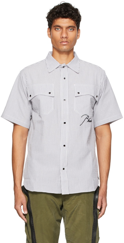 Photo: Rhude White & Gray Striped Pit Shirt